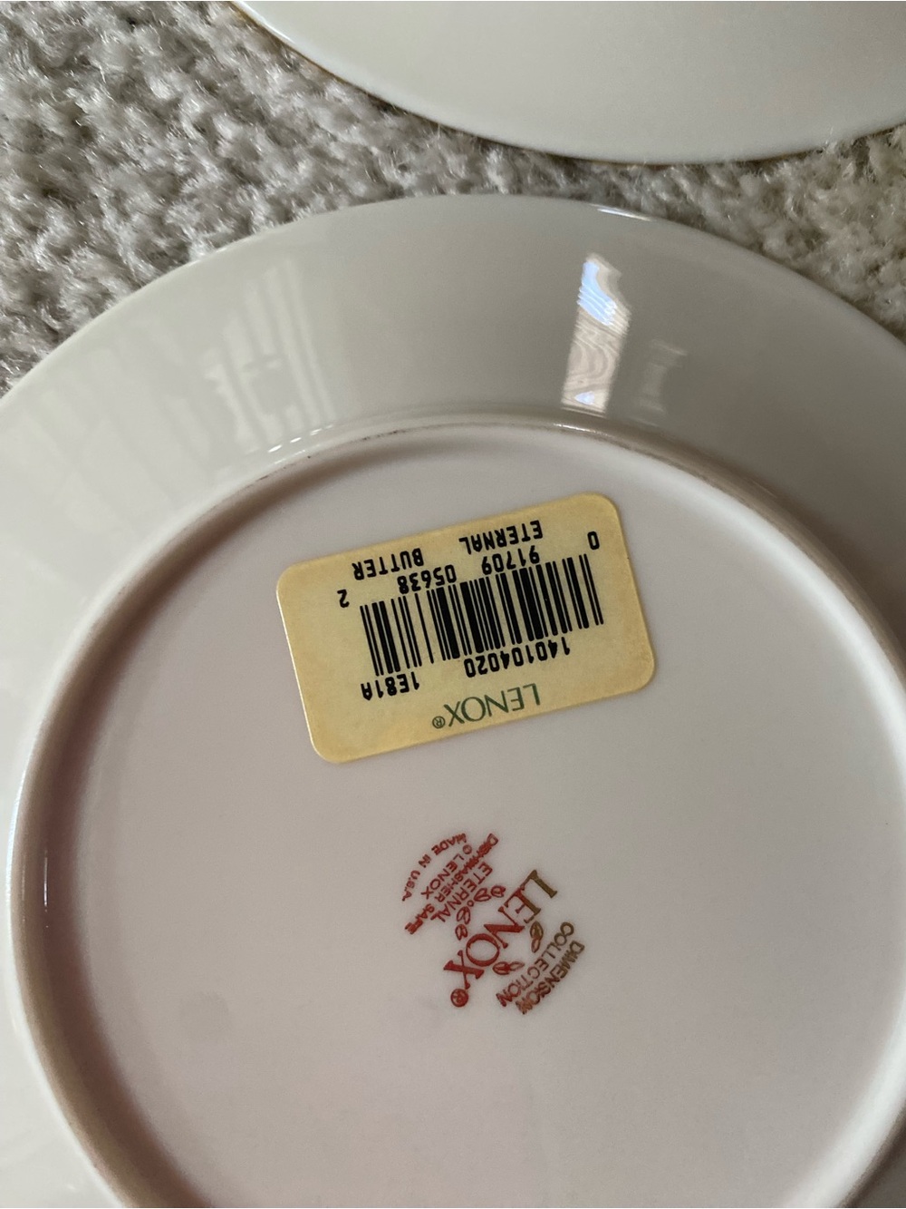 Lenox Eternal set of 6 Butter Plates Cream with Gold Rim. NWT - Picture 5 of 7